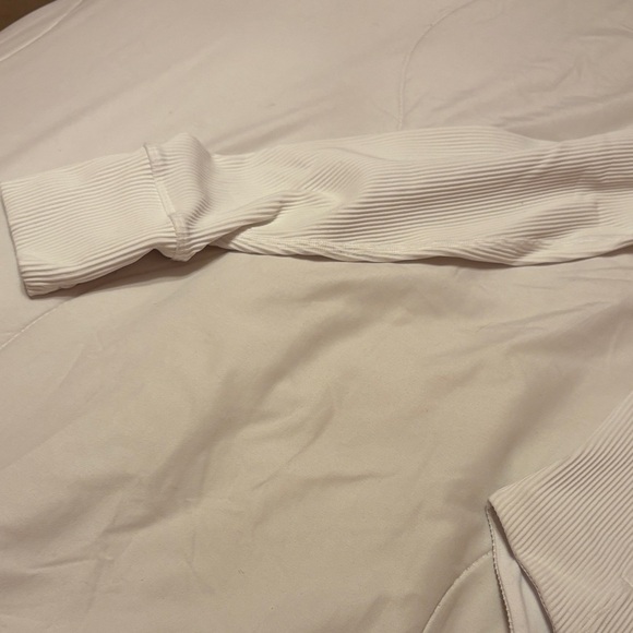 Athleta Women's Cream Ribbed Bomber Jacket - Picture 3 of 11